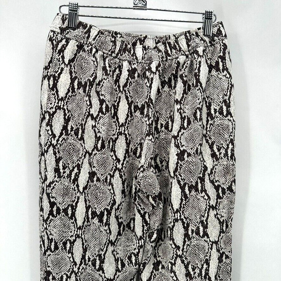ALC Elijah Python Print Pants Size 2 Brown Ivory Ankle Zip Pull On Preppy Glam - Picture 4 of 12